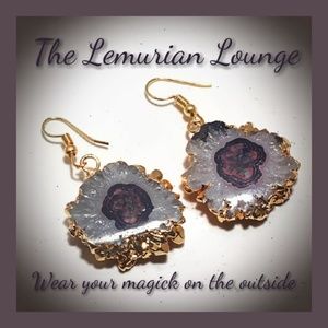 Handmade Boho Gypsy Solar Quartz Druzy Earings